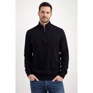 Christian Lacroix Dark Blue Merino Wool 1/4 Zip Sweater – Size Small